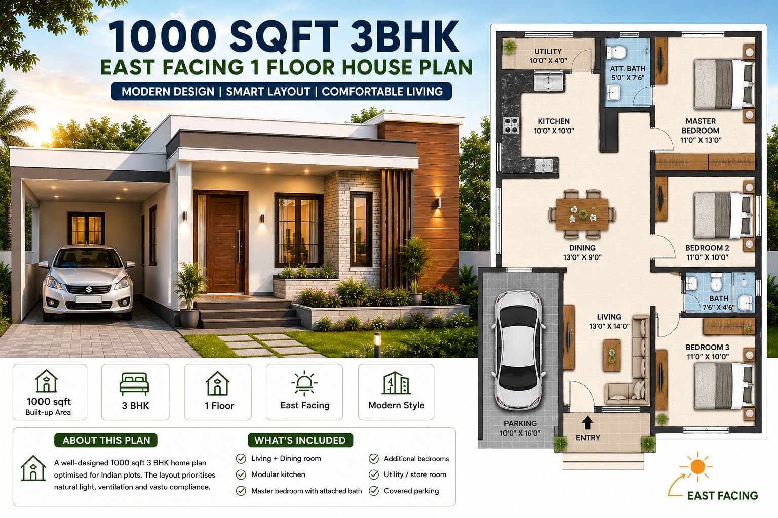 1000 sqft 2 BHK